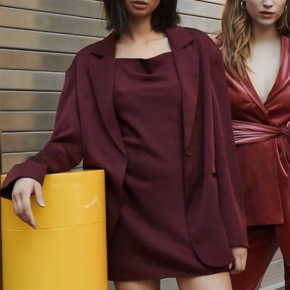 Choosy Lexie Plum Burgundy Satin Slip Mini Dress 6 Cocktail Party‎ NWT Y2K